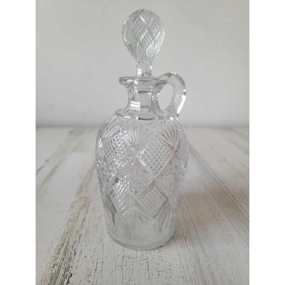Vintage cut glass decanter clear collection bottle home decor‎